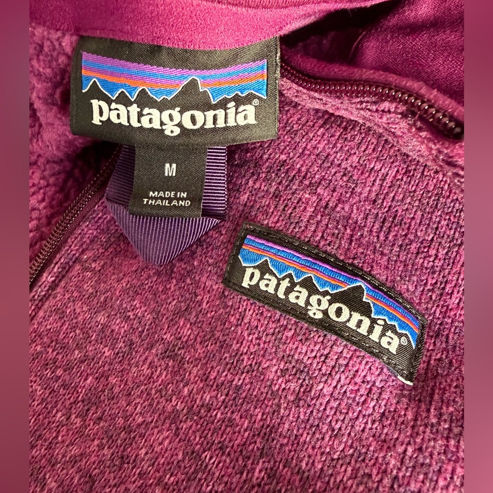 Patagonia Women's Quarter Zip-Up Fleece-Lined Sweater Purple - Picture 11 of 12